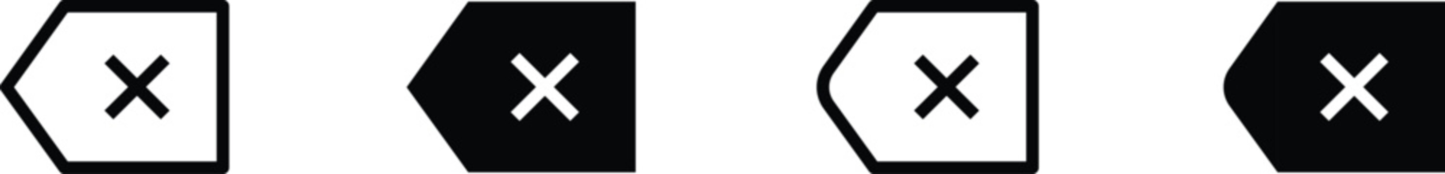 Editable delete and backspace vector icon set with modern minimal UI design style.