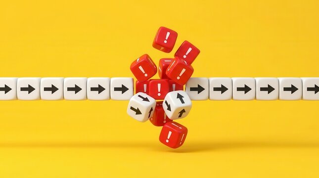 A cascade of errors causing a collapse from pent-up problems and critical threats.