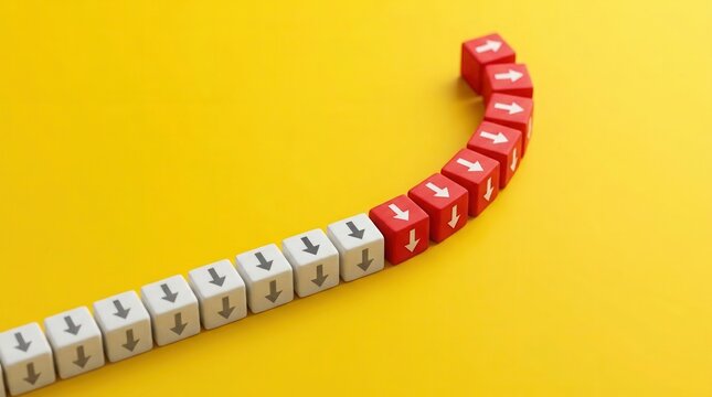 A path of arrows deviates from the main course on a yellow background.