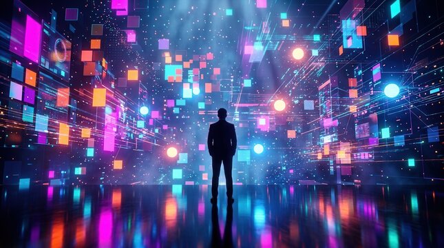 Digital transformation in the corporate world featuring advanced technology and business processes.