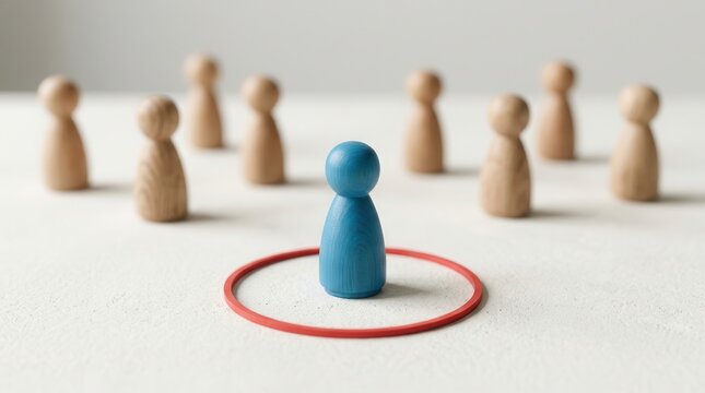 A single blue human figure is separated by a red circle to represent personal space and setting boundaries.