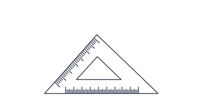 Simple line icon of a triangular ruler or set square used for geometry measurements and technical drawing projects.
