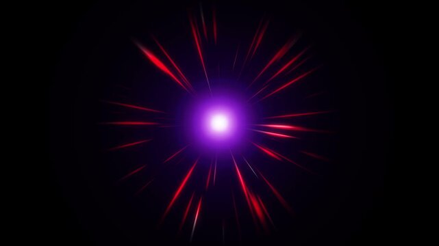 Light explosion with bright rays particles, powerful energy burst abstract background with magical shiny effect, high quality 4K motion graphics of sparkling energy blast on black screen for VFX