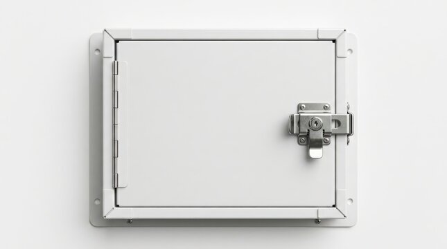 Metal emergency access ceiling panel with latch