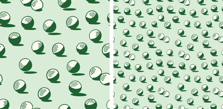 Seamless Golf Ball Pattern in Green, Minimal Sports Repeat Background
