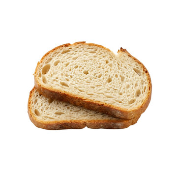 Two Fresh Bread Slices Isolated on White Background Bakery Food Ingredient Studio Photography