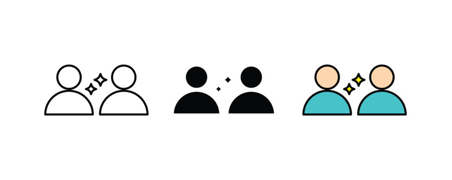 People talking icon set. communicator chat symbol. speech, dialog, dialogue, team, teamwork, partnership, collaboration symbol. vector illustration