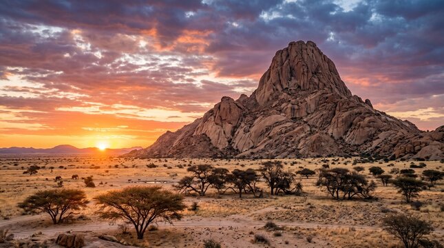 Granite Inselberg Savanna Acacia Base &mdash; Rock Landscape
