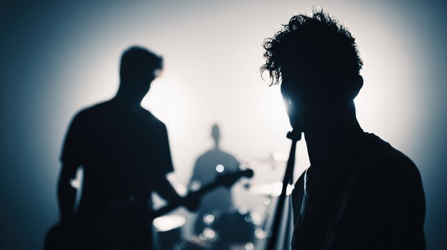 Silhouettes of Musicians in Studio