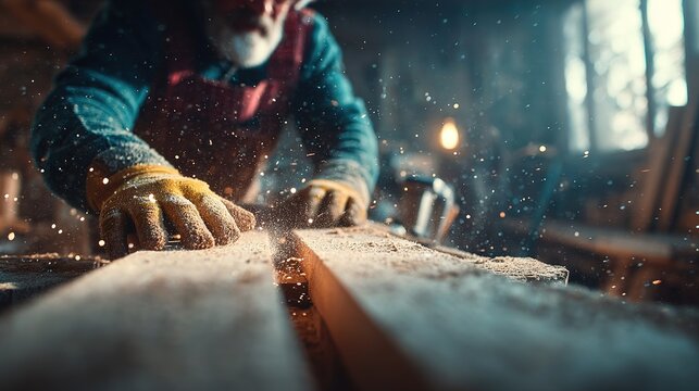 Craftsmans Hands in Action, Woodworking Workshop