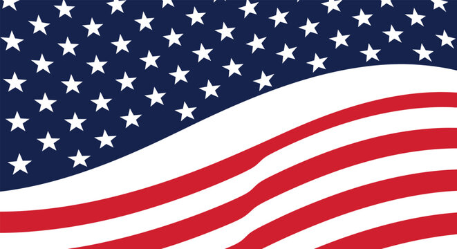 American flag waving isolated on transparent background