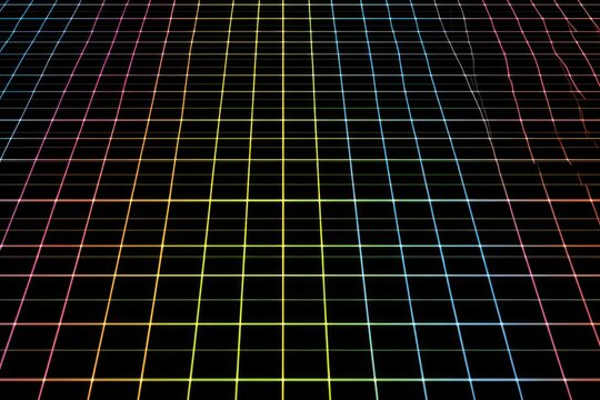 Vibrant Retro Grid Pattern on Black Background