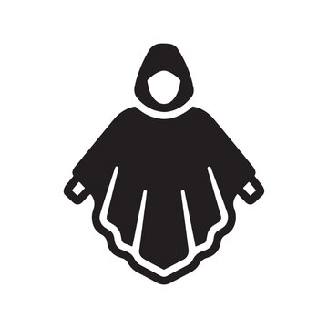 Hooded poncho vector icon representing protection, anonymity, and traditional cultural attire
