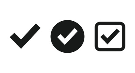 check mark icons in different shapes and styles © Rabbi