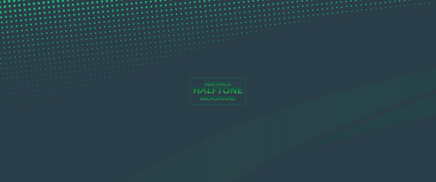 Vector pop art halftone pattern with green dots, rounded checker style, smooth curved borders, and dark gradient abstract background.