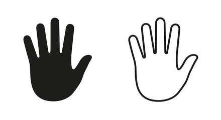 Obraz premium hand shapes palm with fingers silhouette and outline on white background