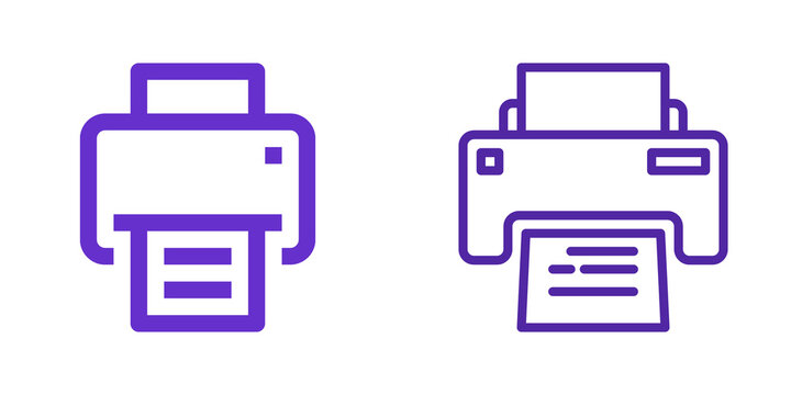 Two purple printer icons isolated on transparent background