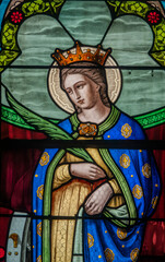 Fototapeta premium Stained glass (19th century) of Saint Catherine of Siena. Saint of the Roman Catholic Church.