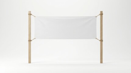 Obraz premium A wooden frame with a white fabric banner