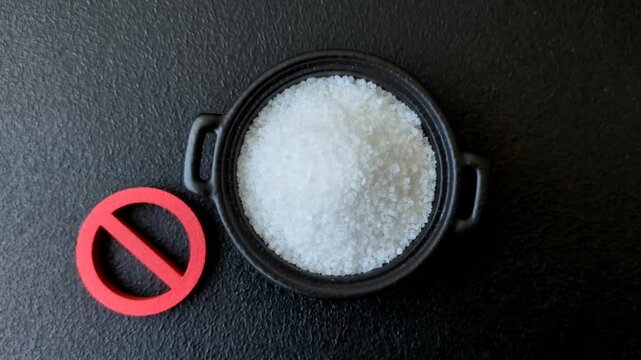 The salt ban sign as a concept to stop the problem of heart attack and pressure, a call to diet. The salt ban sign as a background for your design