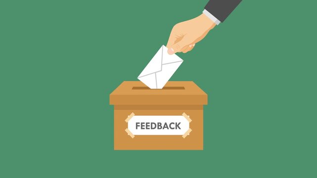 feedback box video animation sending feedback flat concept