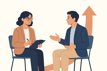 Obraz premium Professional development consultation scenario where a counselor helps a