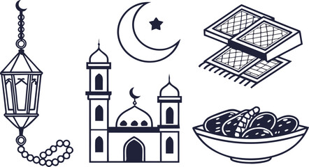Minimalist ramadan set with traditional © Vector KIng