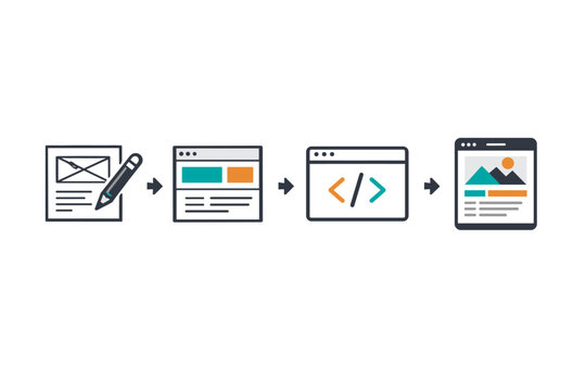 Design development workflow and iterative build process depicted through