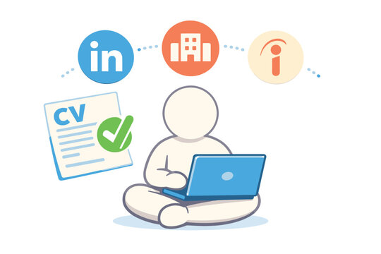 Job hunting and resume preparation concept: a simplified human figure on