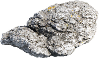 Fototapeta premium Weathered Granite Rock Isolated on Transparent Background