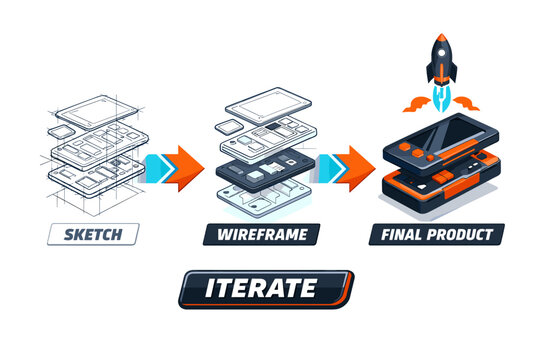 Product innovation and rapid prototyping concept featuring a bold exploded
