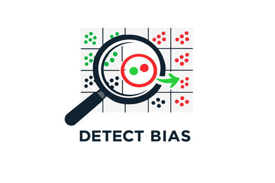 Bias detection and data fairness concept featuring a large minimal