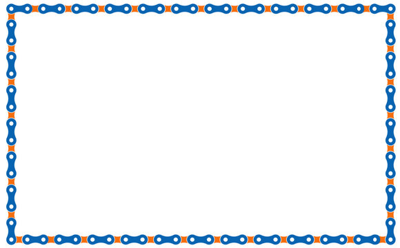 bike chain interlocking links border frame background