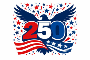 Fototapeta premium USA 250th anniversary festivity and generational pride concept featuring a