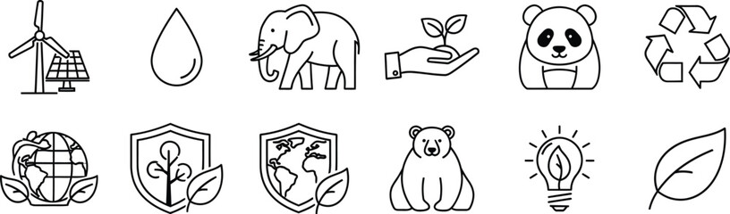 Naklejka premium Green Eco Friendly Environment and Sustainable Nature Wildlife Protection Icon