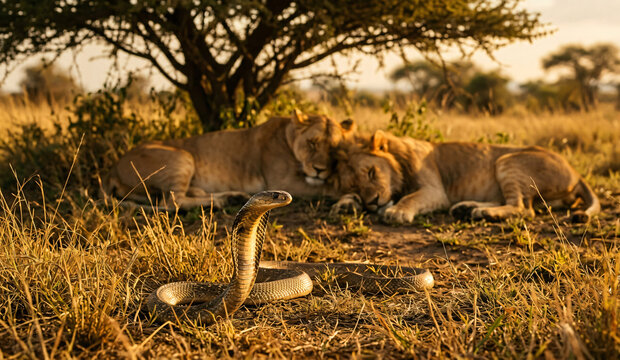 Leones descansando