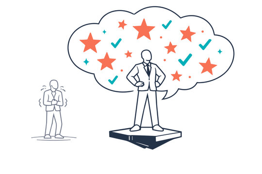 Overcoming stage fright and building speaker confidence concept showing a