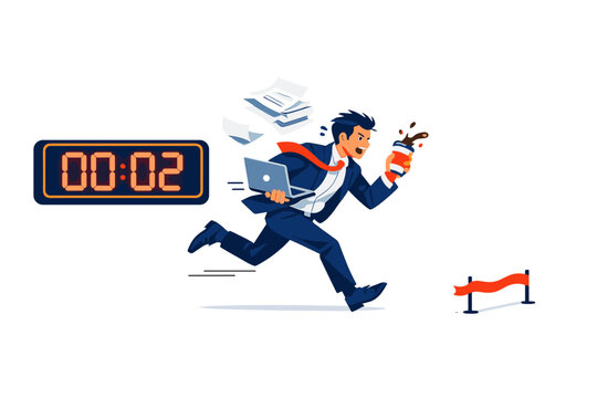 Project deadline crunch and last-minute delivery concept showing a