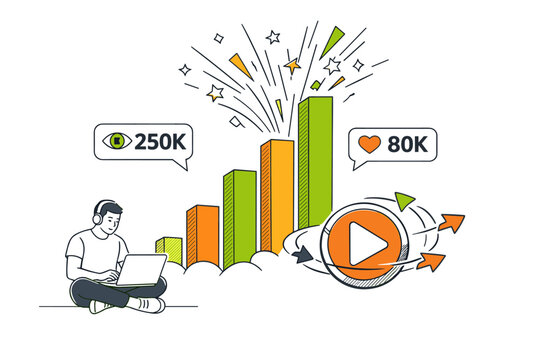 Content virality and digital engagement concept showing a solo creator