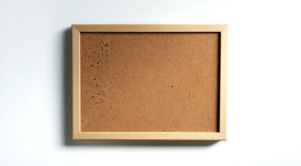 Fototapeta premium Empty brown corkboard in a simple wooden frame hanging on a plain light wall ready for notes