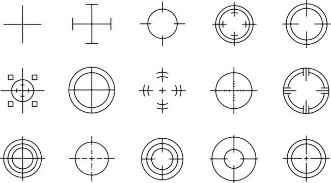 Collection of crosshair and reticle target