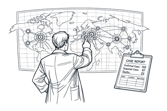 Epidemiologist mapping disease spread and the science of public health
