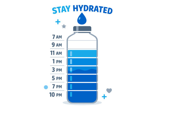 Hydration tracker and daily water intake health guide concept showing a
