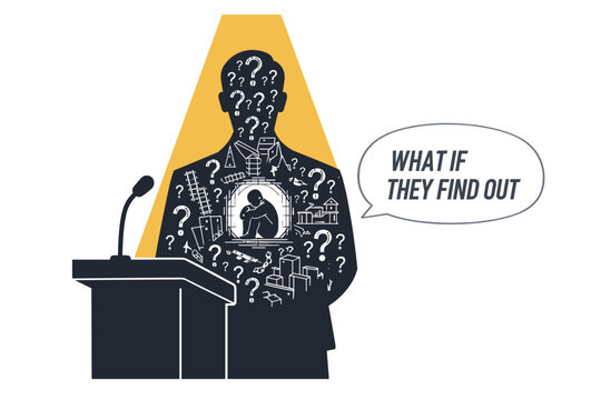 Imposter syndrome and self-doubt in high achievers concept showing a