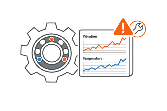Predictive maintenance and industrial IoT concept showing a large machine