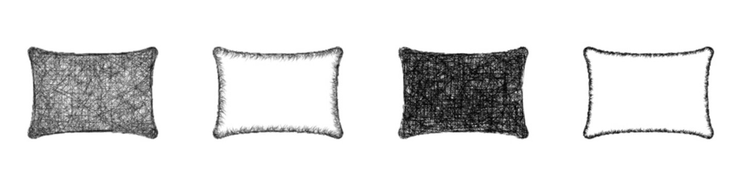 Sketch rectangular pillow icon design set
