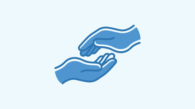 Two hands cupped together icon, care and support concept, vector illustration