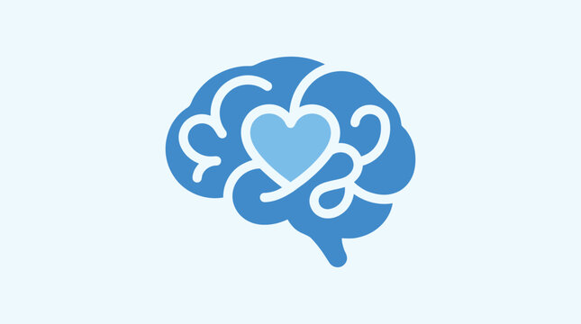 Brain icon with heart symbol inside, representing mental health and emotional intelligence