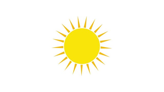 Sun icon animation on white background. Sun icon digital weather and nature symbol. Sun icon abstract motion graphic for solar energy and environment themes.