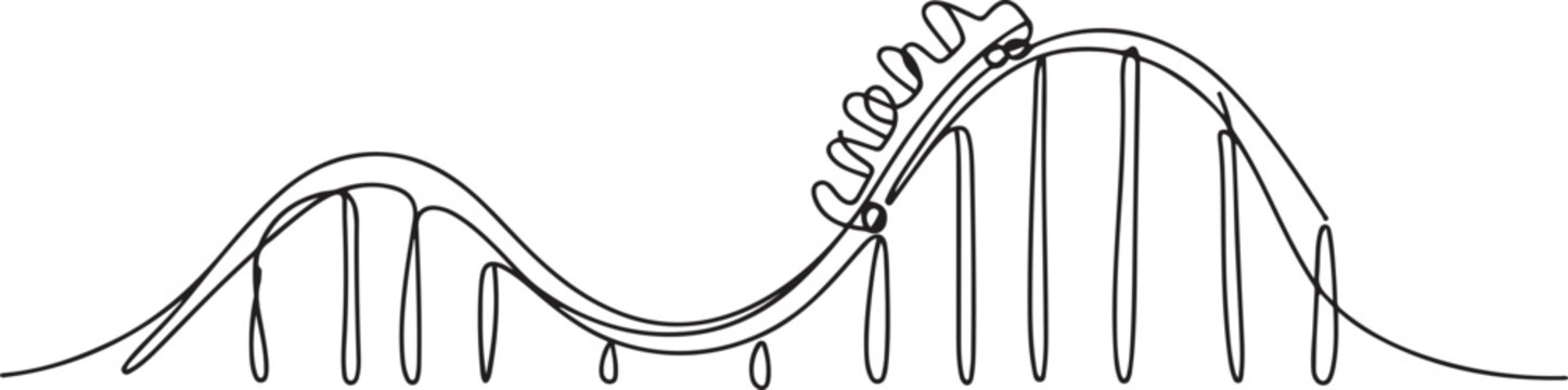 One continuous line drawing of National Roller Coaster Day vector illustration. National Roller Coaster hemes design concept. one line Icon drawing